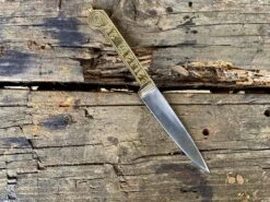 Medieval Brass Handled Eating Knife 13th-16thC 'Be Merie' 'Domine'. 18 Medieval Brass Handled Eating Knife 13th-16thC 'Be Merie' 'Domine'. -Tod Cutler Shop BeMerie 2