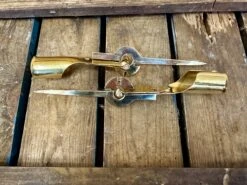 Bundle Of Two 13-16thC Folding Brass Candlesticks -Tod Cutler Shop FoldingBrassCandlestick justcandlesticks openandlyingsidebyside
