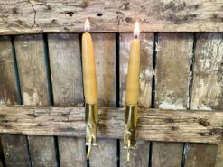 Bundle Of Two 13-16thC Folding Brass Candlesticks -Tod Cutler Shop FoldingBrassCandlestick litinwoodfrontview