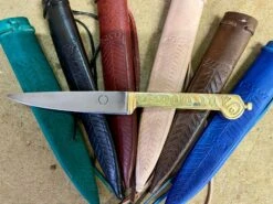 Medieval Brass Handled Eating Knife 13th-16thC 'Be Merie' 'Domine'. 21 Medieval Brass Handled Eating Knife 13th-16thC 'Be Merie' 'Domine'. -Tod Cutler Shop IMG 7512