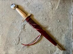 14th Century Long Quillon Dagger 18 14th Century Long Quillon Dagger -Tod Cutler Shop TC10714thCLongQuilloninaredscabbard