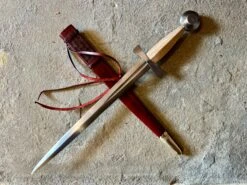 14th Century Long Quillon Dagger 27 14th Century Long Quillon Dagger -Tod Cutler Shop TC10714thCLongQuillonwithredscab