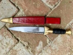 18thC Short Brass And Wood Dirk -Tod Cutler Shop TC118brassandwoodshortdirk red