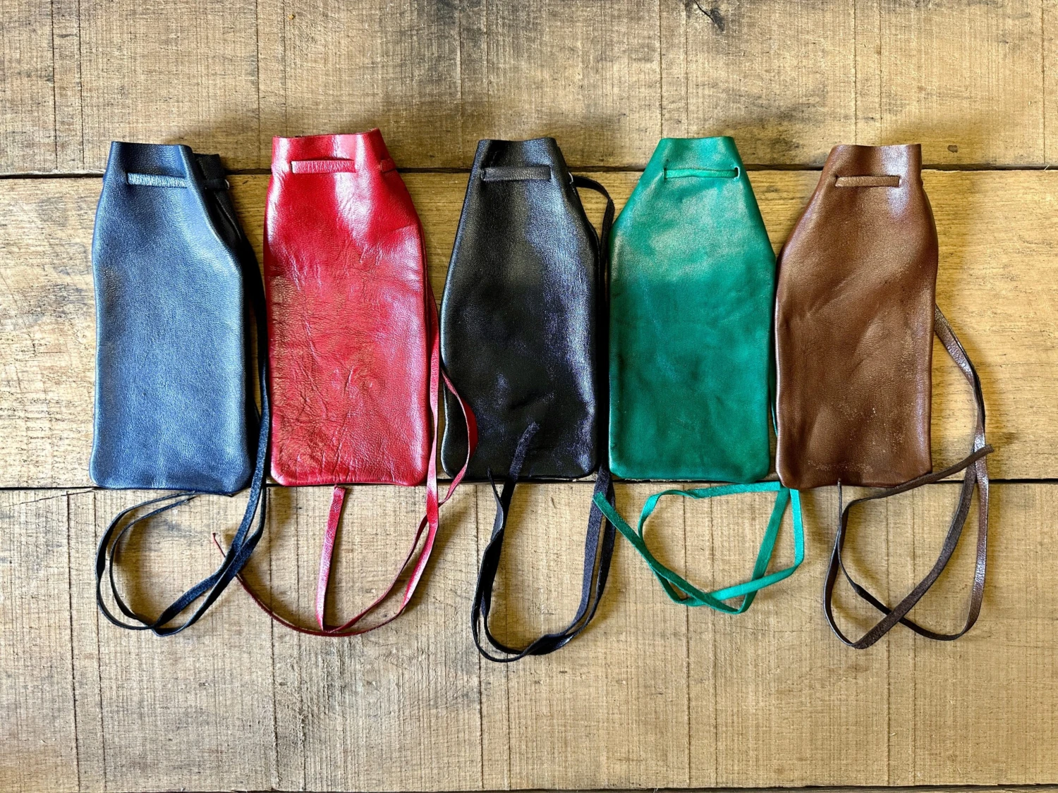 Leather Drawstring Pouch 3 Leather Drawstring Pouch