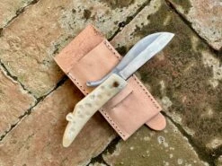 14thC-15thC Zoomorphic Folding Knife In Horn Or Bone -Tod Cutler Shop TCP12514thCZoomorphicFoldingKnife boneunfoldedonsheath