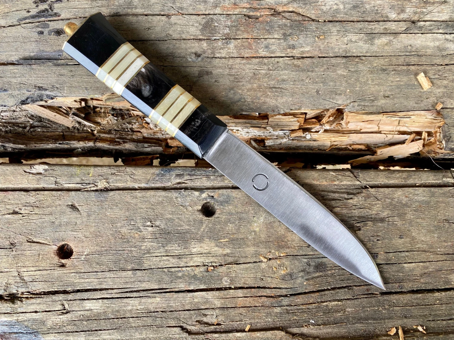 Horn And Bone Layered Medieval Eating Knife 14th To Early 16thC 4 Horn And Bone Layered Medieval Eating Knife 14th To Early 16thC - Image 3