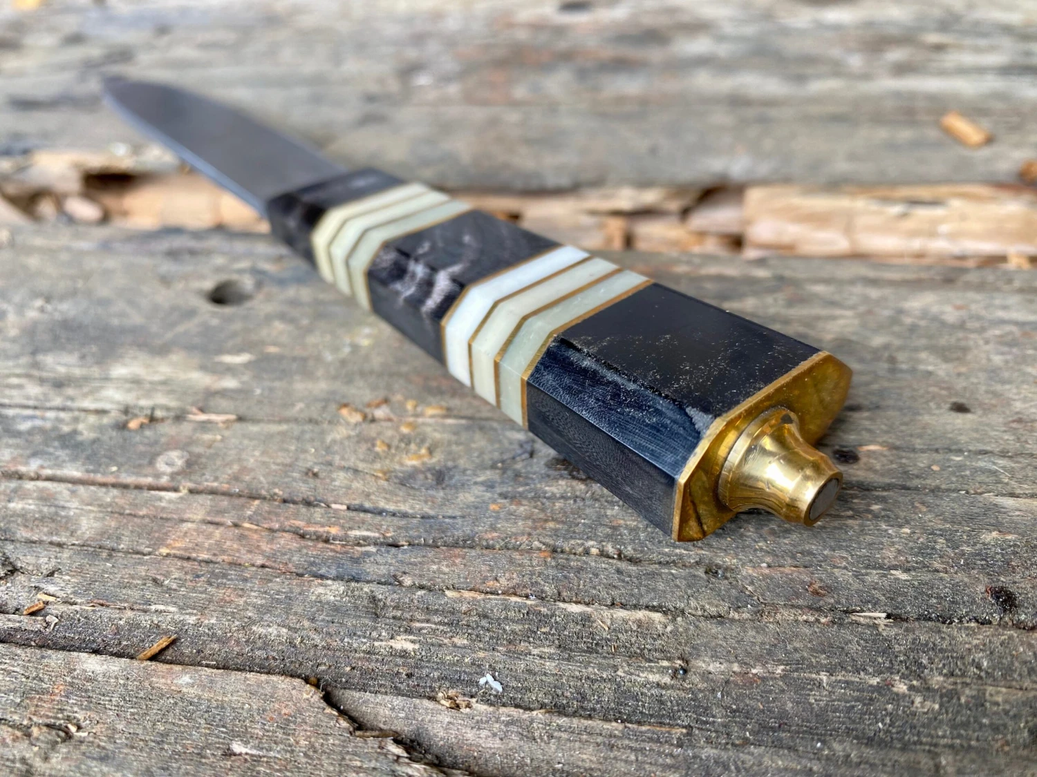 Horn And Bone Layered Medieval Eating Knife 14th To Early 16thC 3 Horn And Bone Layered Medieval Eating Knife 14th To Early 16thC - Image 2