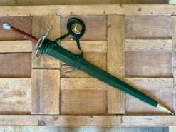 German War Sword 21 German War Sword -Tod Cutler Shop TCS13GermanWarSword inagreenscabbard