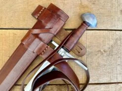 Viking Norman Brazil Nut Sword 27 Viking Norman Brazil Nut Sword -Tod Cutler Shop TCS17Brazilnutsword withbrownscabbard