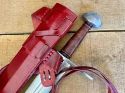 Viking Norman Brazil Nut Sword 29 Viking Norman Brazil Nut Sword -Tod Cutler Shop TCS17Brazilnutsword withredscabbard