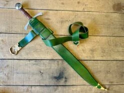 Clip Point Falchion Medieval Sword - 14th Century -Tod Cutler Shop TCS3newgen ingreenscabbard
