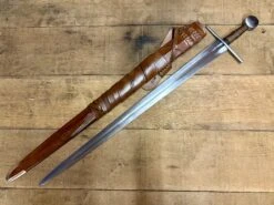 12th Century Single Handed Medieval Sword -Tod Cutler Shop TCS812thCsinglehandedsword withbrownscab