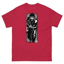 Running Man At Arms - Tod Cutler T Shirt -Tod Cutler Shop mens classic tee cardinal front 65c2599d70c76