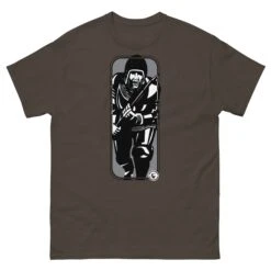 Running Man At Arms - Tod Cutler T Shirt -Tod Cutler Shop mens classic tee dark chocolate front 65c2599d6fae4