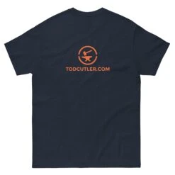 Running Man At Arms - Tod Cutler T Shirt -Tod Cutler Shop mens classic tee navy back 65c2599d6f467