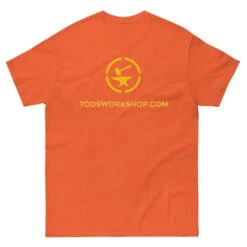 The Trebuchet - Tod's Workshop T Shirt 34 The Trebuchet - Tod's Workshop T Shirt -Tod Cutler Shop mens classic tee orange back 65c3bd0fafcc7