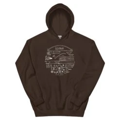 Crossbow Blueprint - Tod's Workshop Unisex Hoodie -Tod Cutler Shop unisex heavy blend hoodie dark chocolate front 65c3b22188121