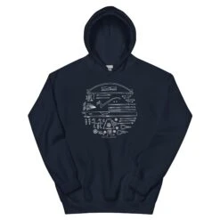 Crossbow Blueprint - Tod's Workshop Unisex Hoodie -Tod Cutler Shop unisex heavy blend hoodie navy front 65c3b22185940